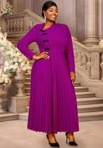 Plus Size Women Ruffles Elegant V-neck Pleated Party Dress Plus Size Women Ruffles Elegant V-neck Pleated Party Dress