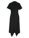 Women Elegant Irregular Side Button Dress