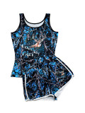 Women Sexy Printed Tank Top and Shorts Two-Piece Set