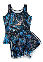 Women Sexy Printed Tank Top and Shorts Two-Piece Set