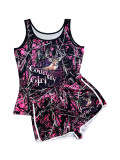 Women Sexy Printed Tank Top and Shorts Two-Piece Set