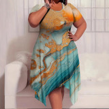 Plus Size Women Round Neck Short Sleeve Dress