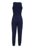 Women Casual Solid Vest and Pants Two-piece Set