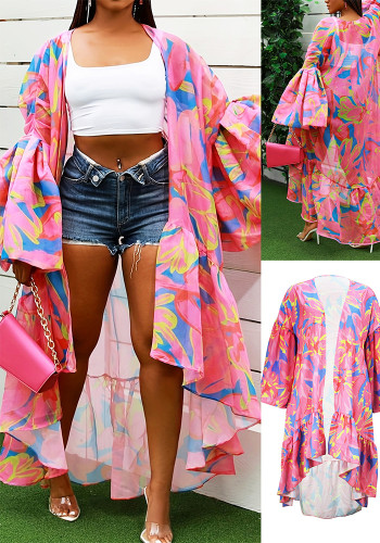 Plus Size Women Elegant Irregular Lantern Sleeve Jacket