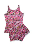 Women Sexy Printed Tank Top and Shorts Two-Piece Set