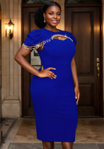 Women Round Neck Beaded Party Formal Party Hollow Bodycon Dress Women Round Neck Beaded Party Formal Party Hollow Bodycon Dress