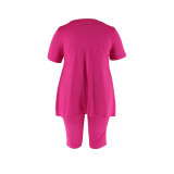 Plus Size Women T-shirt and Shorts Two-piece Set