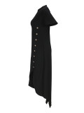 Women Elegant Irregular Side Button Dress