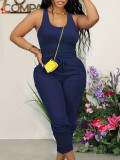 Women Casual Solid Vest and Pants Two-piece Set