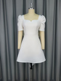 Women Summer Elegant Square Neck Party Formal Party Bowknot Backless Dress