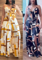 Women Printed Suspender Top and Wide Leg Pants Two-piece Set Women Printed Suspender Top and Wide Leg Pants Two-piece Set