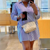Plus Size Women Striped Long Sleeve Shirt