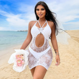 Women Hollow Jacquard Suspender Free-to-remove One-piece Sexy Lingerie