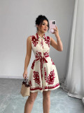 Women summer print sleeveless dress
