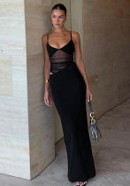 Women Sexy Mesh Patchwork Strap Dress Women Sexy Mesh Patchwork Strap Dress