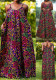 Plus Size Women Elegant Suspender Print Dress