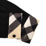 Women Contrast Patchwork Shirt and Cuffed Pants Two-piece Set