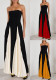 Fashionable Women's Sexy Contrast Patchwork Strapless Long Evening Dress