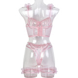 Spring/Summer Pink Petal Heart Embroidered Romantic Sexy Lingerie