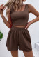 Summer Sweet Women's Knitting Sleeveless Casual Solid Color Two Piece Shorts Set