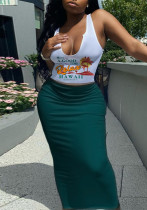 Summer Vest and Long Skirt Two-Piece Set