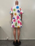 Spring/Summer Wide Sleeve Casual Loose Print Dress for Women