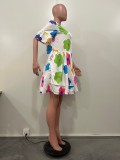 Spring/Summer Wide Sleeve Casual Loose Print Dress for Women