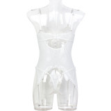 Sexy Lingerie Lace Jacquard See-Through Lace-Up Strap Two-Piece Lingerie