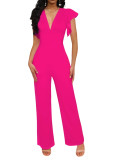 Women Sexy Solid V Neck Women Jumpsuit