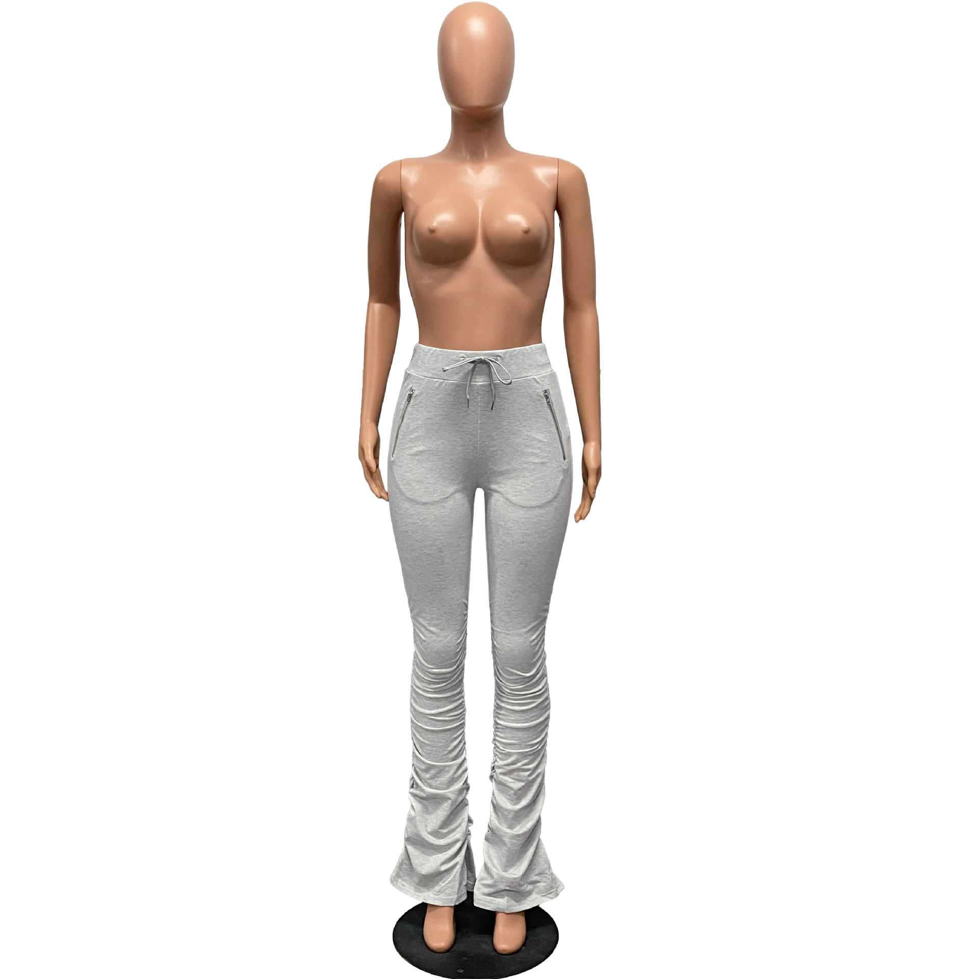 Drawstring Fleece Sweatpants with Zipper Pockets for Activewear