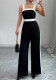 Summer Women's Fashion Contrast Patchwork Sleeveless Strap Jumpsuit