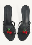Fashionable Women's Black Shiny Rhinestone Beaded Open Toe High Heel Sandals