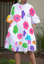 Spring/Summer Wide Sleeve Casual Loose Print Dress for Women Spring/Summer Wide Sleeve Casual Loose Print Dress for Women
