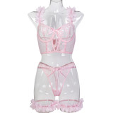 Spring/Summer Pink Petal Heart Embroidered Romantic Sexy Lingerie