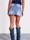 Women's Applique Embroidery Denim Short Skirt