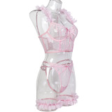 Spring/Summer Pink Petal Heart Embroidered Romantic Sexy Lingerie