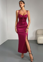 Stylish Summer Holiday Sexy Lace Patchwork Split Strap Slim Long Dress Stylish Summer Holiday Sexy Lace Patchwork Split Strap Slim Long Dress