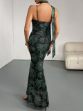 Slim Printed Strap Dress for Women