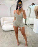 Spring Sexy Backless Knitting Three-Piece Shorts Set