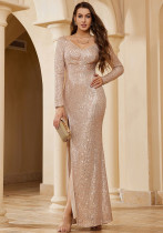 V-Neck Long Sleeve Bodycon Fishtail Wedding Dress for Women Formal Luxury Evening Wear