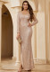 V-Neck Long Sleeve Bodycon Fishtail Wedding Dress for Women Formal Luxury Evening Wear