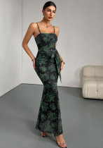 Slim Printed Strap Dress for Women