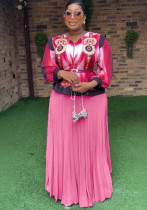 Fashionable and Elegant Top Loose Pleated Skirt Plus Size Two-Piece Suit