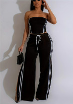 Spring Fashion Women's Strapless Two-Piece Pants Set Spring Fashion Women's Strapless Two-Piece Pants Set