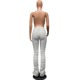 Women's Sports Casual Zipper Pockets Drawstring Fleece Fabric Pants
