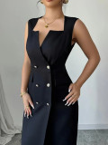 Women Summer V-Neck Slit Dress