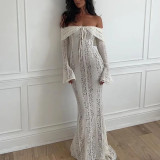 Women Sexy Off Shoulder Lace Strapless Dress