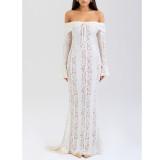 Women Sexy Off Shoulder Lace Strapless Dress