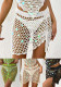 Women Holidays Beach Sequin Patchwork Irregular Drawstring Lace-Up Skirt Hollow Skirt