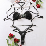 Women Sexy Bodysuit Patchwork Feather Sexy Lingerie Set
